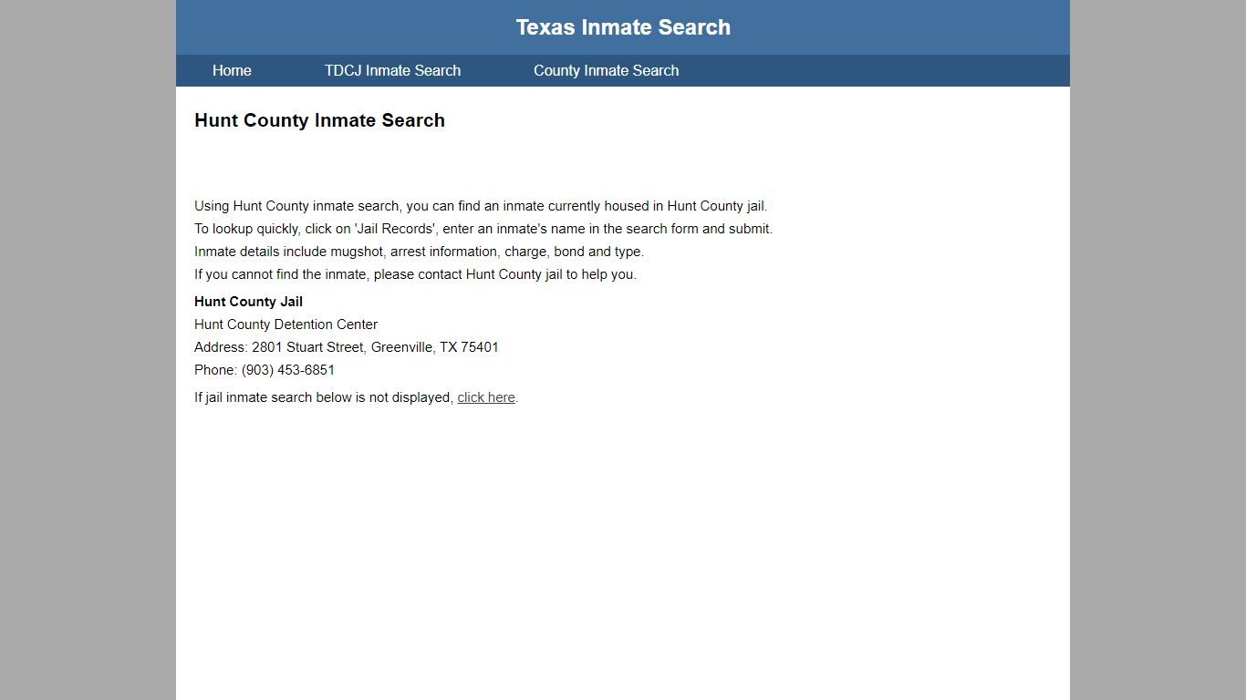 Hunt County Jail Inmate Search